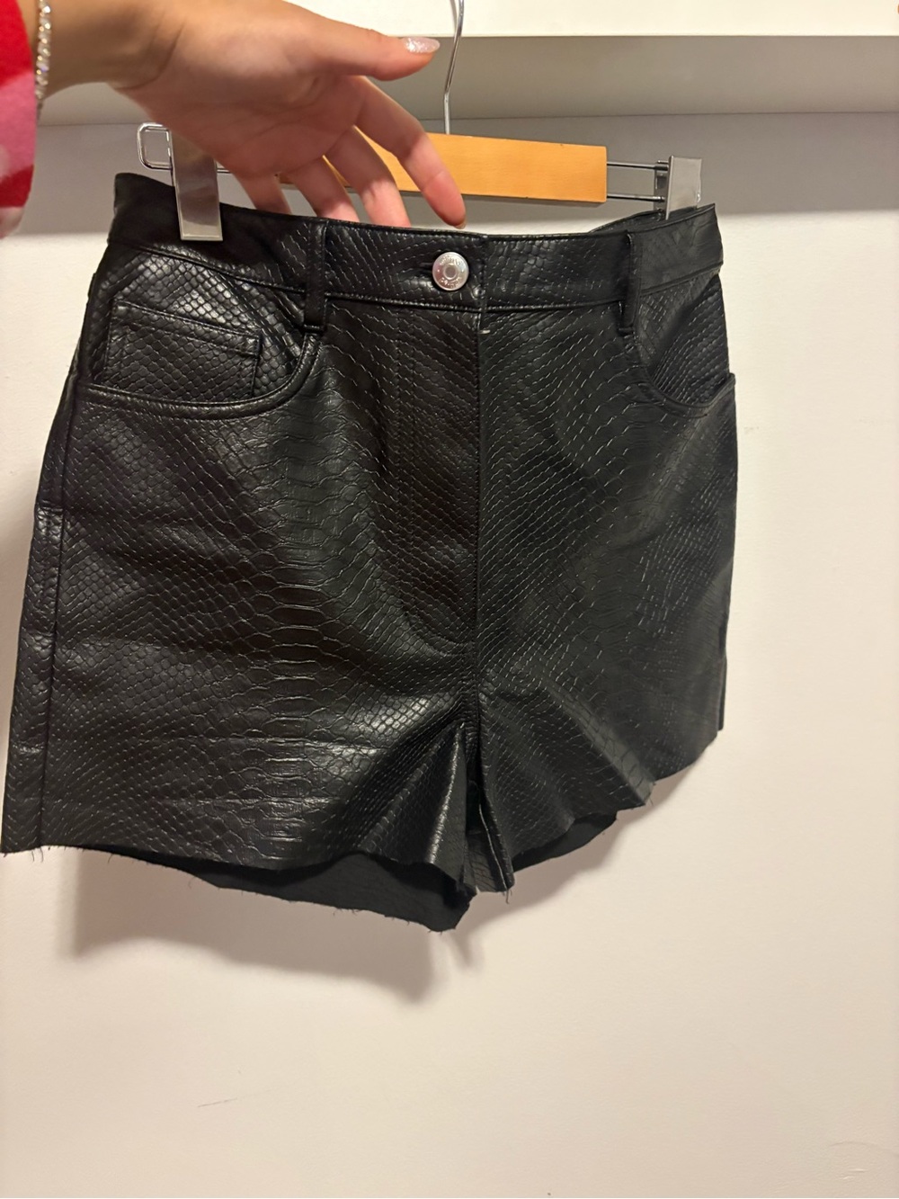 Wilfred Black Snake-Embossed Faux Leather Shorts